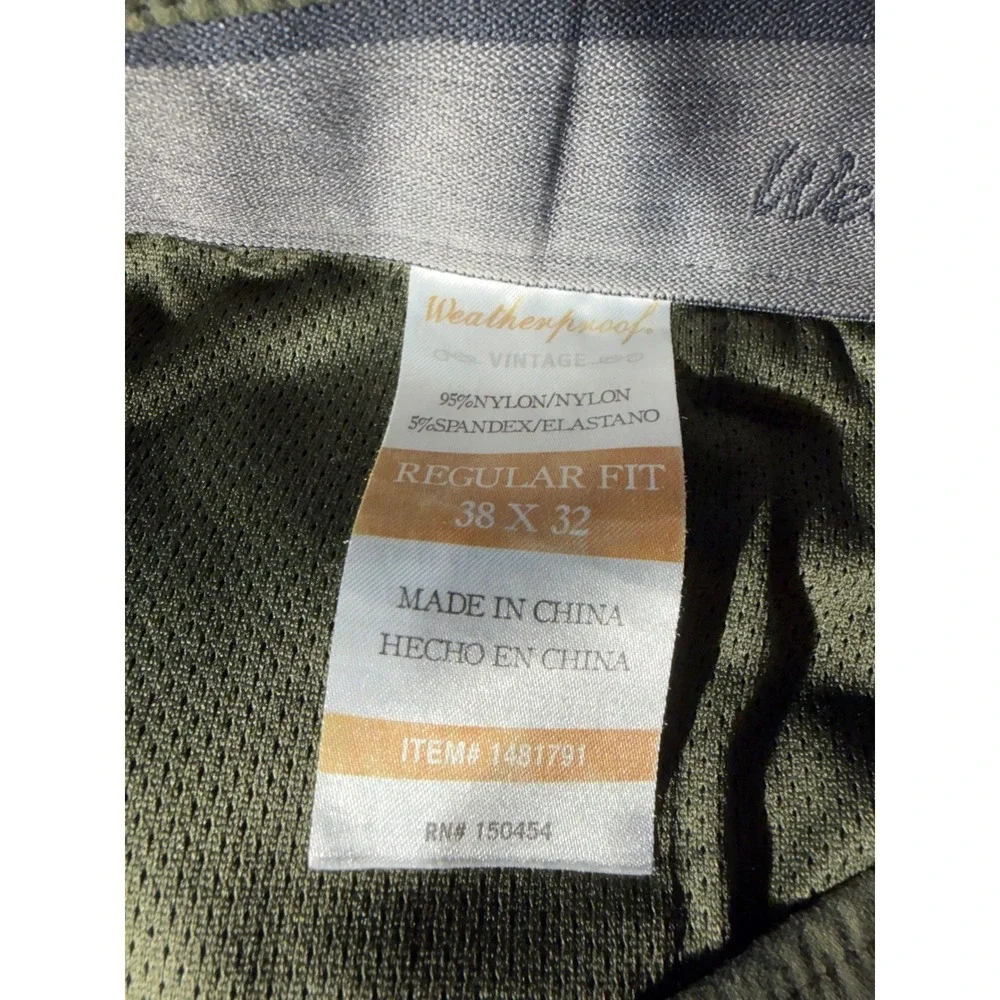 Weatherproof Vintage Mens Regular Fit Stretch Pants Olive Green 38x32 Hiking
